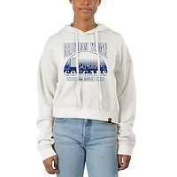 Women's Uscape Apparel Cream BYU Cougars Pigment Dyed Local Skyline Fleece Cropped Pullover Hoodie