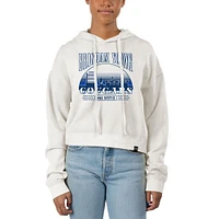 Women's Uscape Apparel Cream BYU Cougars Pigment Dyed Local Skyline Fleece Cropped Pullover Hoodie