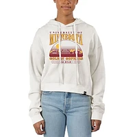 Women's Uscape Apparel Cream Minnesota Golden Gophers Pigment Dyed Local Skyline Fleece Cropped Pullover Hoodie