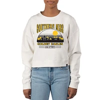 Women's Uscape Apparel Cream Southern Miss Golden Eagles Pigment Dyed Local Skyline Fleece Crop Crewneck Sweatshirt