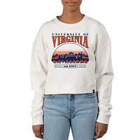 Women's Uscape Apparel Cream Virginia Cavaliers Pigment Dyed Local Skyline Fleece Crop Crewneck Sweatshirt