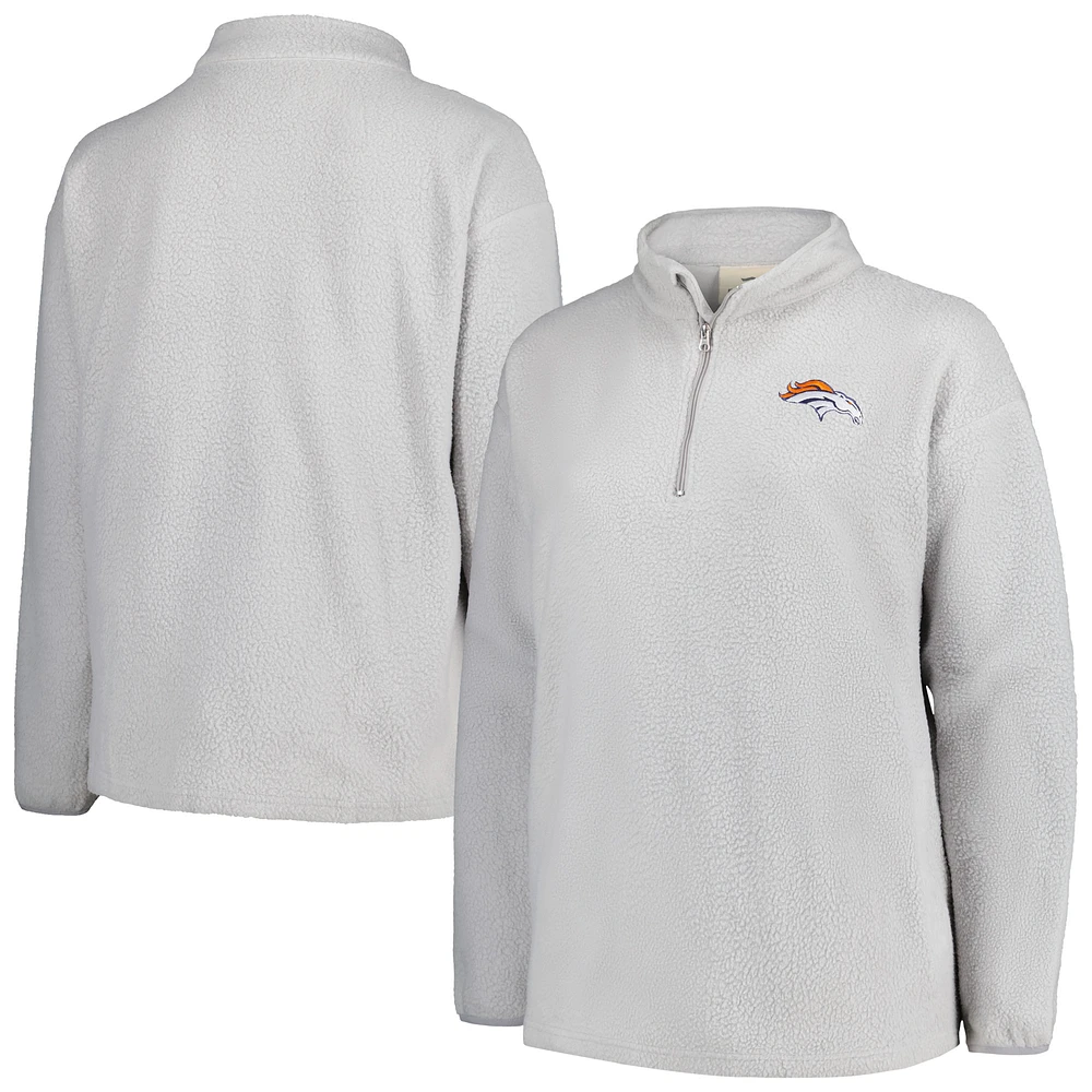 Women's Profile Gray Denver Broncos Plus Sherpa Quarter-Zip Jacket