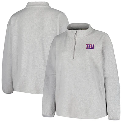 Women's Profile Gray New York Giants Plus Sherpa Quarter-Zip Jacket