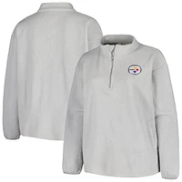 Women's Profile Gray Pittsburgh Steelers Plus Sherpa Quarter-Zip Jacket