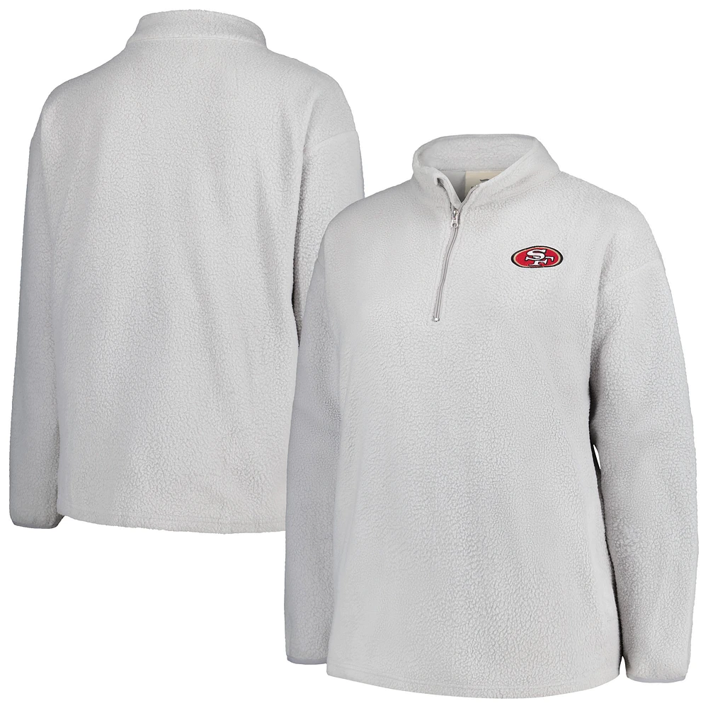 Women's Profile Gray San Francisco 49ers Plus Size Sherpa Quarter-Zip Jacket