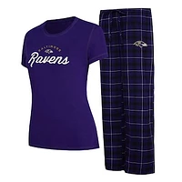 Women's Concepts Sport Purple Baltimore Ravens Plus Size Badge T-Shirt & Flannel Pants Sleep Set