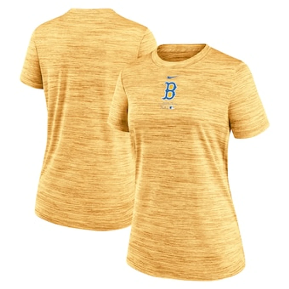 Women's Nike Gold Boston Red Sox City Connect Practice Velocity T-Shirt