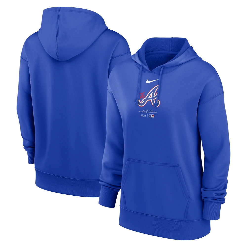 Women's Nike Royal Atlanta Braves City Connect Practice Performance Pullover Hoodie