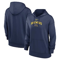 Women's Nike Navy Milwaukee Brewers Authentic Collection Performance Pullover Hoodie