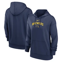 Women's Nike Navy Milwaukee Brewers Authentic Collection Performance Pullover Hoodie