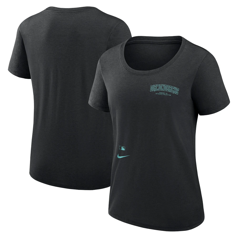 Women's Nike Black Arizona Diamondbacks Authentic Collection Performance Scoop Neck T-Shirt