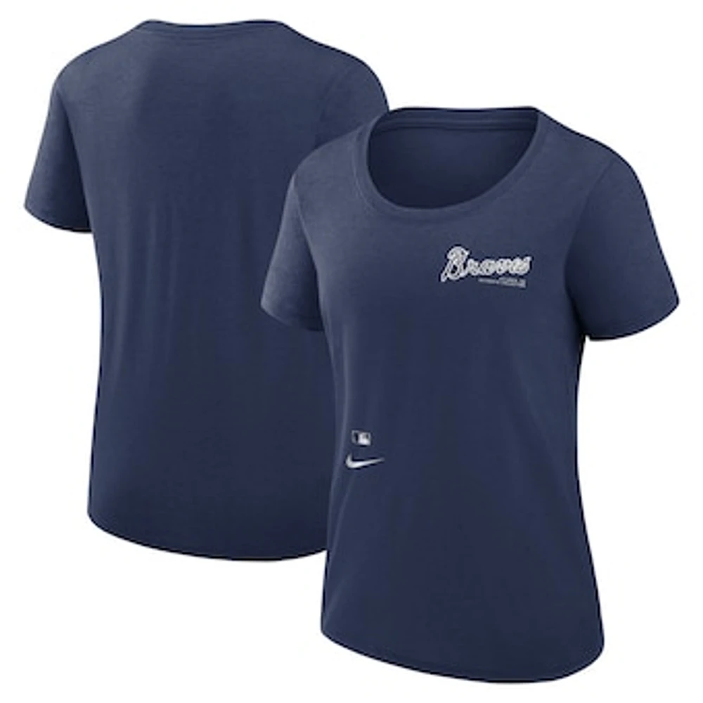 Women's Nike Navy Atlanta Braves Authentic Collection Performance Scoop Neck T-Shirt