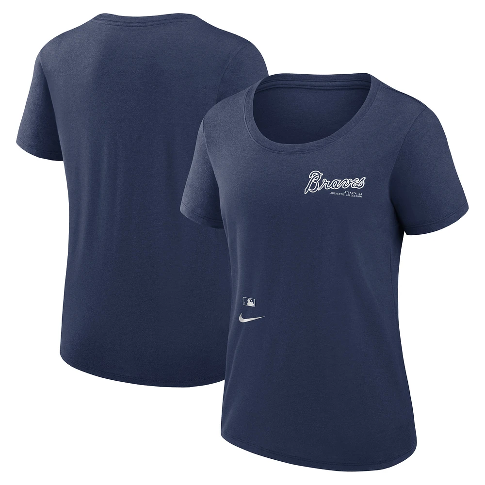 Women's Nike Navy Atlanta Braves Authentic Collection Performance Scoop Neck T-Shirt