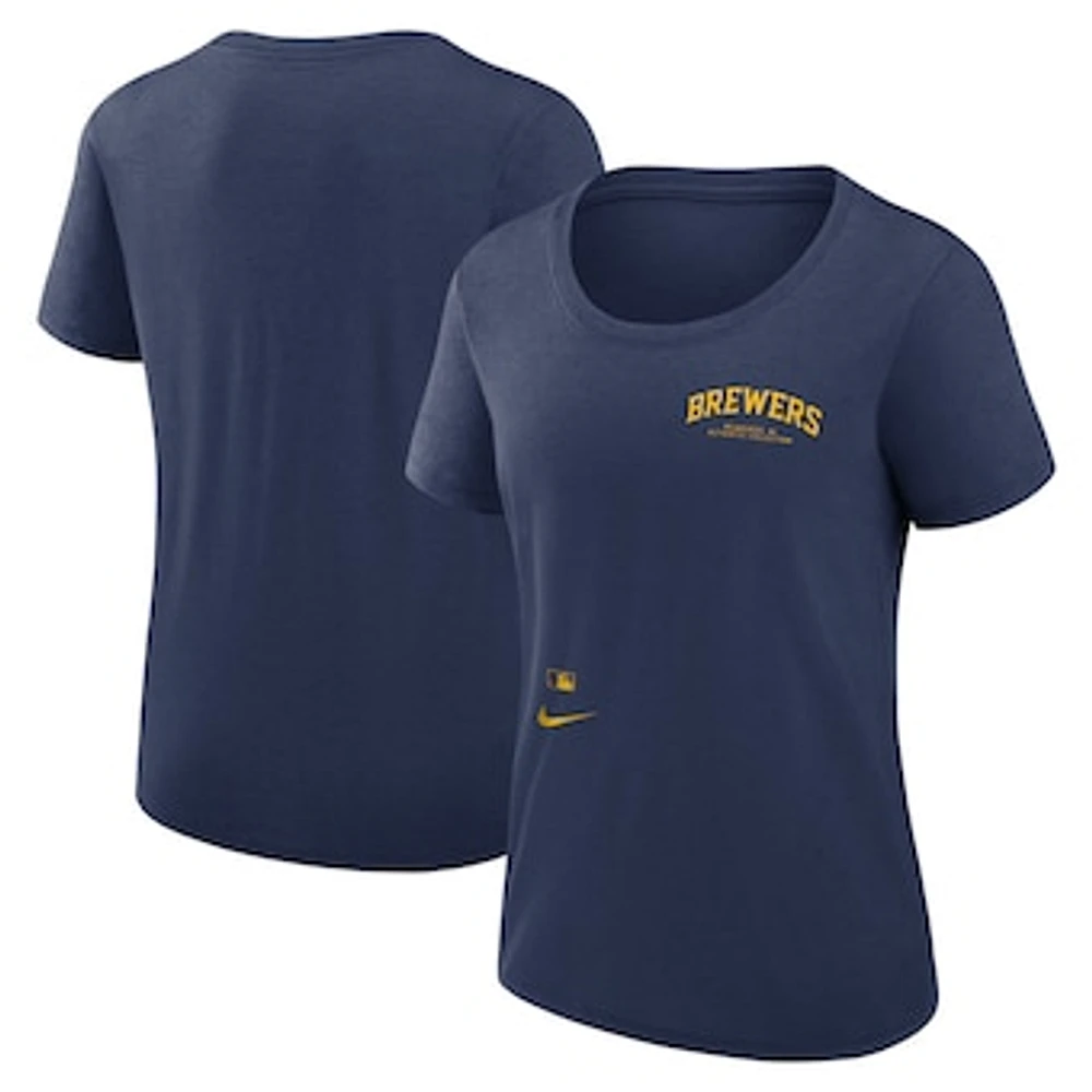 Women's Nike Navy Milwaukee Brewers Authentic Collection Performance Scoop Neck T-Shirt