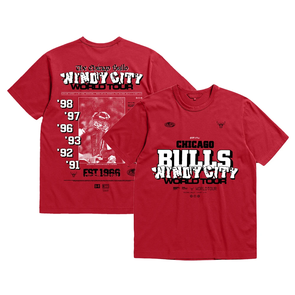 Unisex Bleacher Report x Mitchell & Ness Red Chicago Bulls World Tour T-Shirt