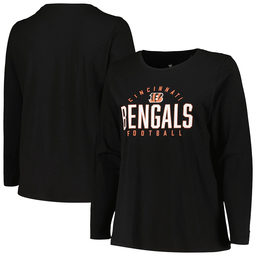 Women's Fanatics Black Cincinnati Bengals Plus Size Foiled Play Long Sleeve T-Shirt