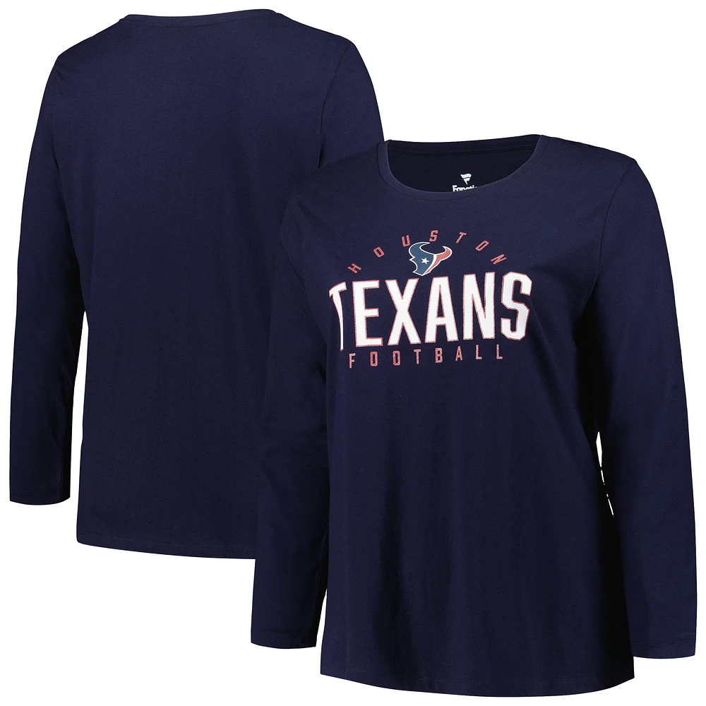 Women's Fanatics Navy Houston Texans Plus Size Foiled Play Long Sleeve T-Shirt