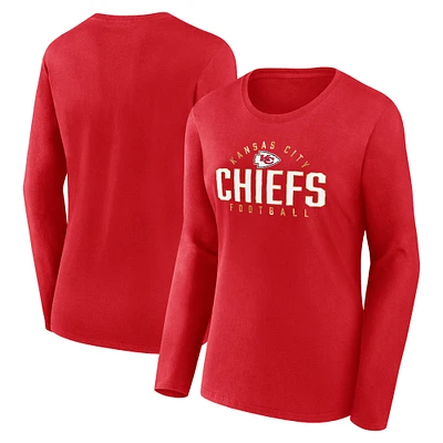 Women's Fanatics Red Kansas City Chiefs Plus Size Foiled Play Long Sleeve T-Shirt