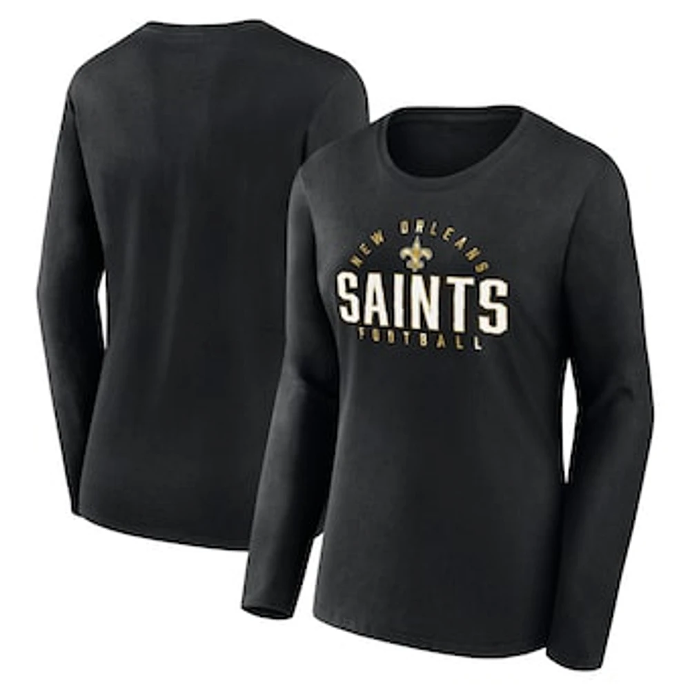 Women's Fanatics Black New Orleans Saints Plus Foiled Play Long Sleeve T-Shirt