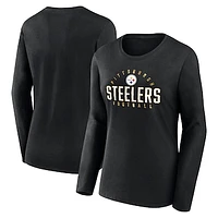 Women's Fanatics Black Pittsburgh Steelers Plus Size Foiled Play Long Sleeve T-Shirt