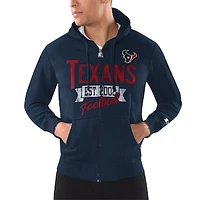 Men's Starter Navy Houston Texans Domestic Post Season Full-Zip Hoodie