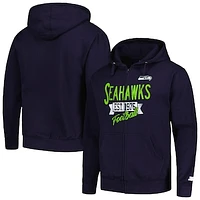 Men's Starter Navy Seattle Seahawks Domestic Post Season Full-Zip Hoodie