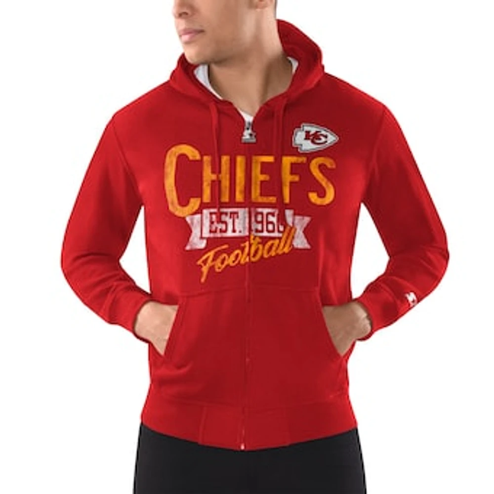 Men's Starter Red Kansas City Chiefs Domestic Post Season Full-Zip Hoodie