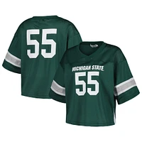 Women's Established & Co. #55 Green Michigan State Spartans Fashion Boxy Cropped Football Jersey