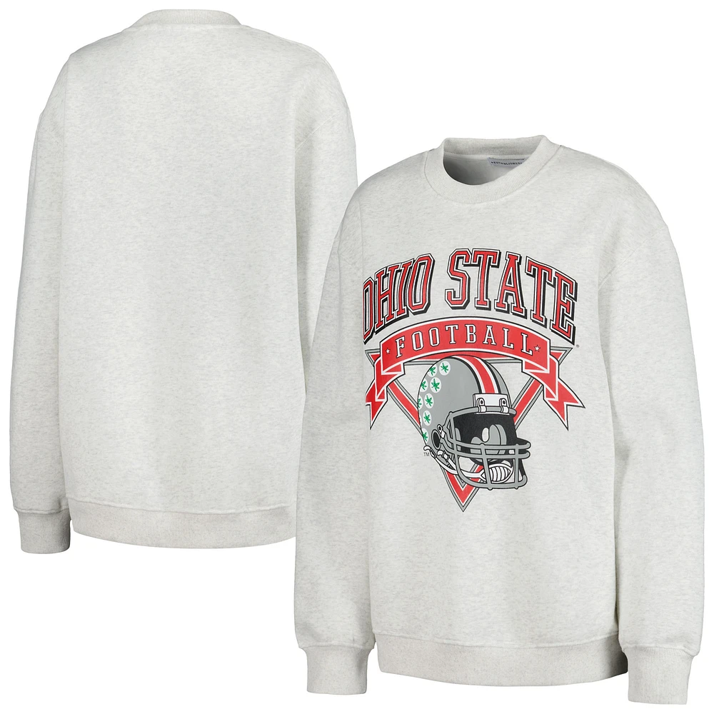 Women's Established & Co. Ash Ohio State Buckeyes Logo Pullover Sweatshirt