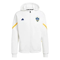 Men's adidas White LA Galaxy 2024 Anthem Travel Raglan Sleeve Full-Zip Jacket