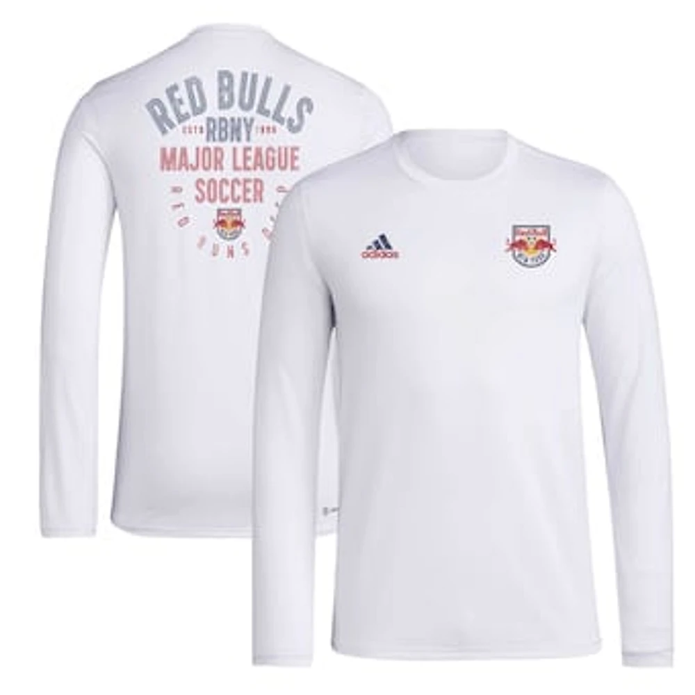 Men's adidas White New York Red Bulls Local Stoic Long Sleeve T-Shirt