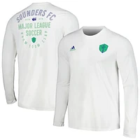 Men's adidas White Seattle Sounders FC Local Stoic Long Sleeve T-Shirt