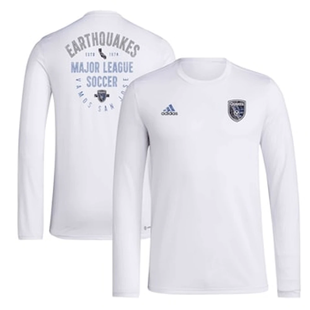 Men's adidas White San Jose Earthquakes Local Stoic Long Sleeve T-Shirt