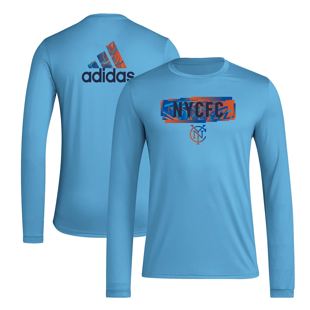 Men's adidas Sky Blue New York City FC Local Pop AEROREADY Long Sleeve T-Shirt