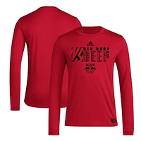 Men's adidas Red New York Bulls 2024 Jersey Hook AEROREADY Long Sleeve T-Shirt