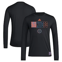 Men's adidas Black New York City FC 2024 Jersey Hook AEROREADY Long Sleeve T-Shirt