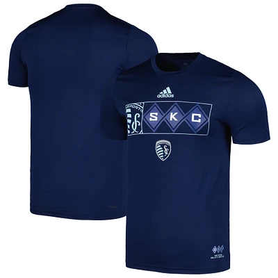 Men's adidas Navy Sporting Kansas City 2024 Jersey Hook AEROREADY T-Shirt