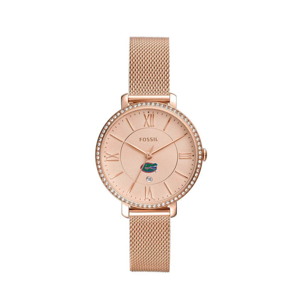 Women's Fossil Gold Florida Gators Jacqueline Rose Stainless Steel Watch