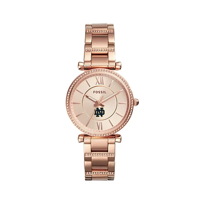 Women's Fossil  Gold Notre Dame Fighting Irish Carlie Rose Stainless Steel Watch