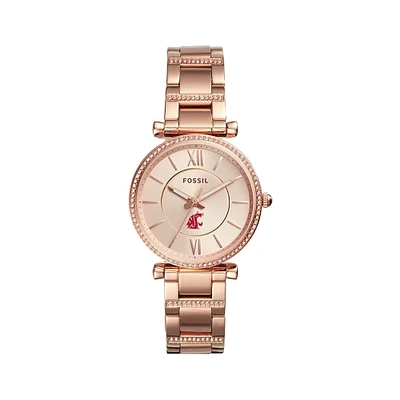 Women's Fossil  Gold Washington State Cougars Carlie Rose Stainless Steel Watch