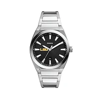 Men's Fossil  Black LSU Tigers Everett Stainless Steel Watch