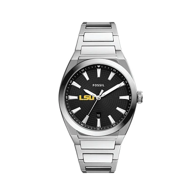 Men's Fossil  Black LSU Tigers Everett Stainless Steel Watch
