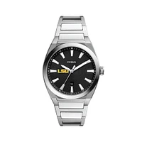 Men's Fossil  Black LSU Tigers Everett Stainless Steel Watch