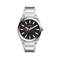 Men's Fossil  Black Louisville Cardinals Everett Stainless Steel Watch