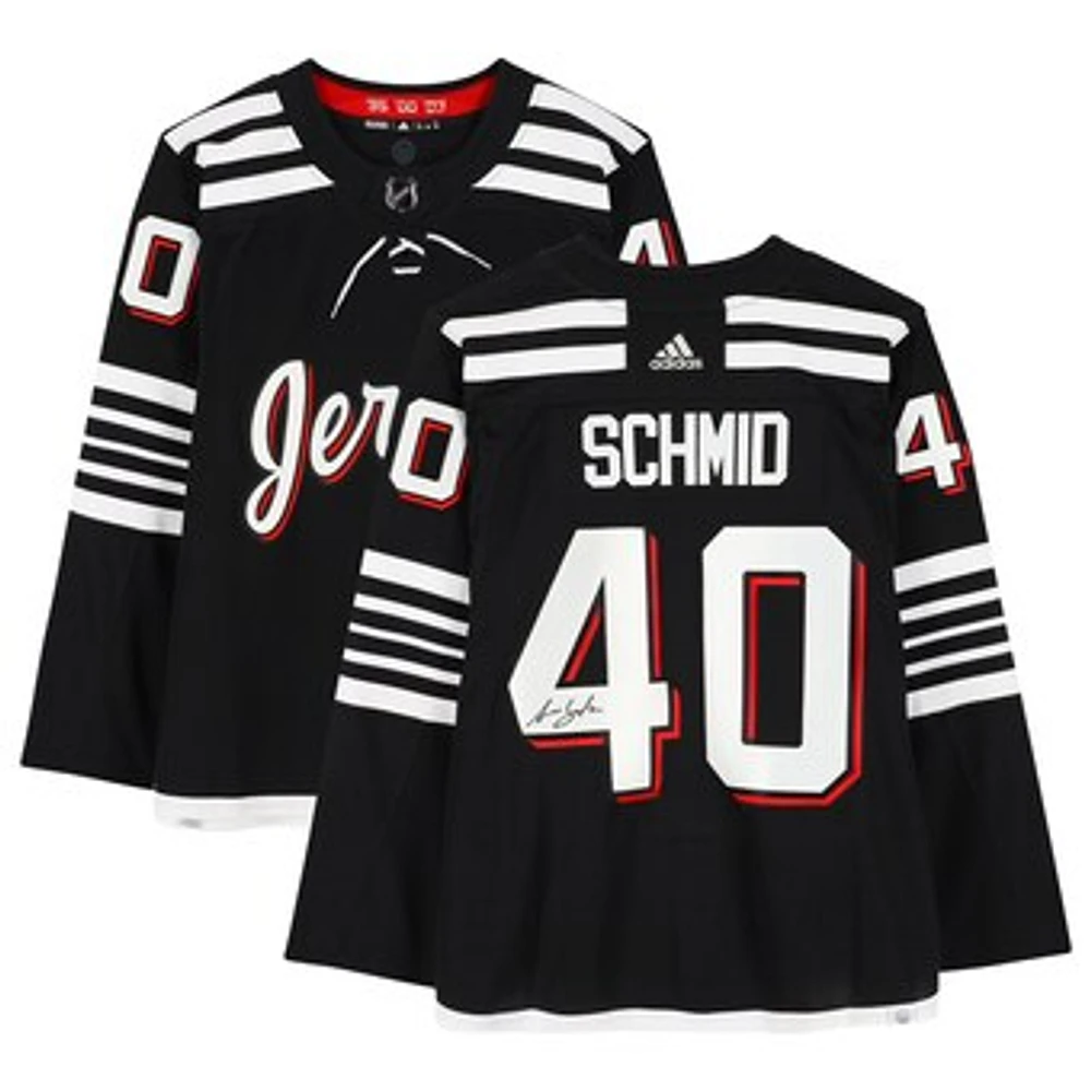 Akira Schmid New Jersey Devils Autographed Black Alternate adidas Authentic Jersey