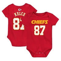 Newborn & Infant Travis Kelce Red Kansas City Chiefs Mainliner Player Name & Number Bodysuit