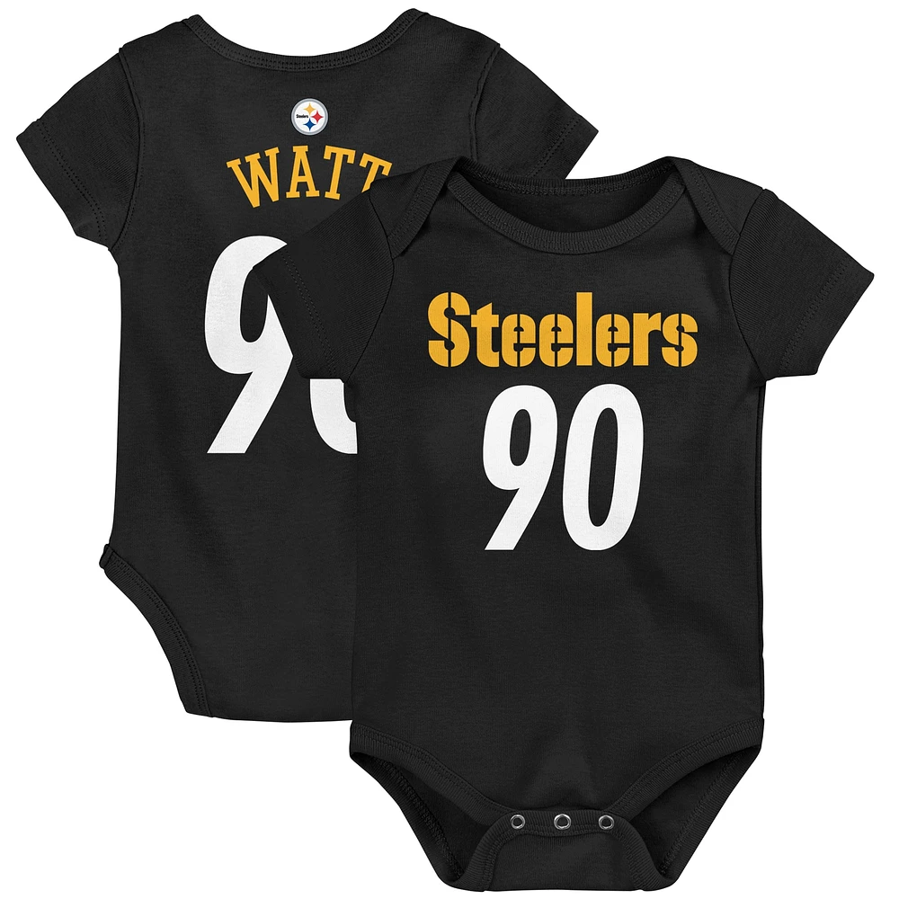 Newborn & Infant T.J. Watt Black Pittsburgh Steelers Mainliner Player Name & Number Bodysuit