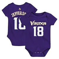 Newborn & Infant Justin Jefferson Purple Minnesota Vikings Mainliner Player Name Number Bodysuit