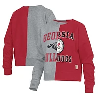 Women's Pressbox Heather Gray Georgia Bulldogs Half and Raglan Pullover Sweatshirt