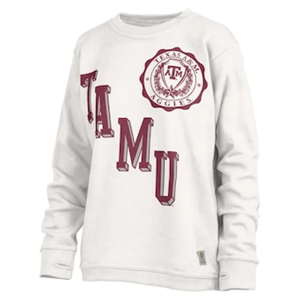 Women's Pressbox White Texas A&M Aggies Shoreline Sundown Pullover Sweatshirt